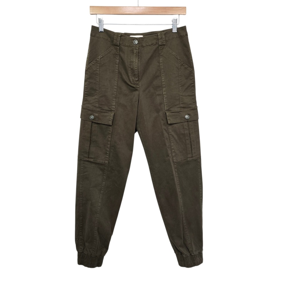 Cinq a Sept Olive Green Cargo Jogger Pants High Rise Tapered‎ Size S